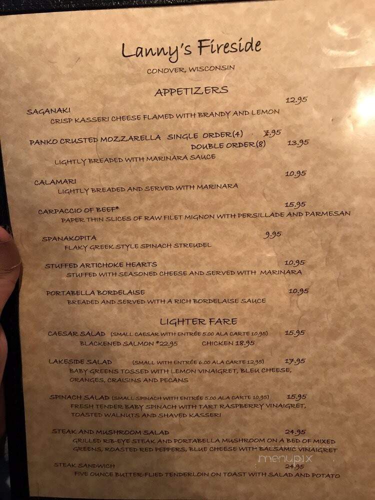Lanny's Fireside - Conover, WI menu_pic