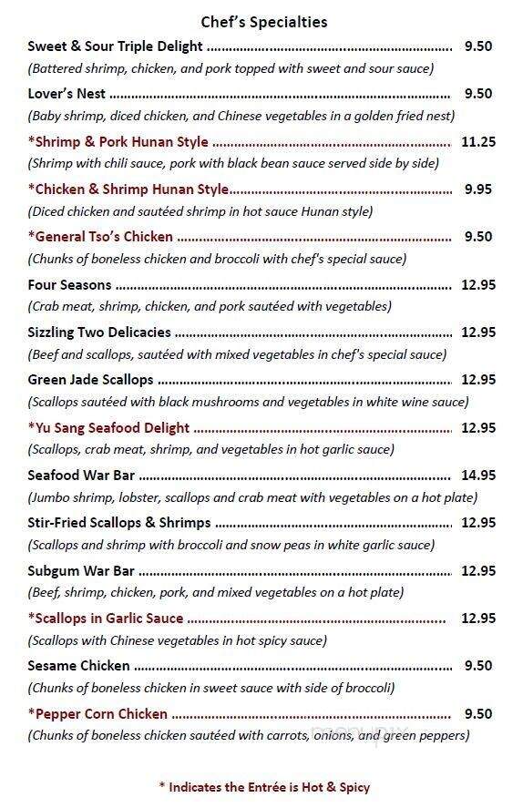 Hunan Chinese Restaurant - Elizabethton, TN menu_pic