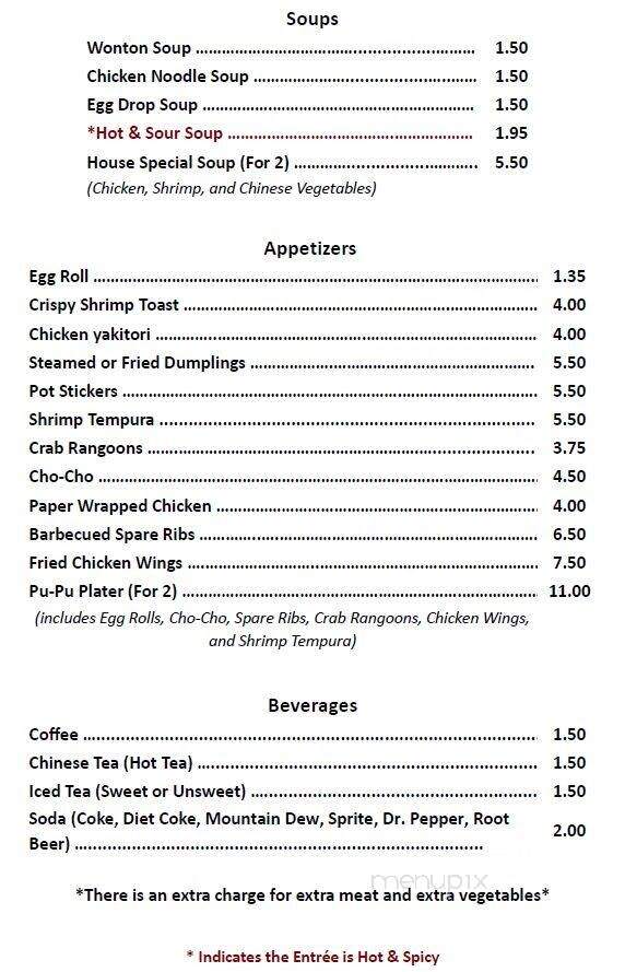 Hunan Chinese Restaurant - Elizabethton, TN menu_pic
