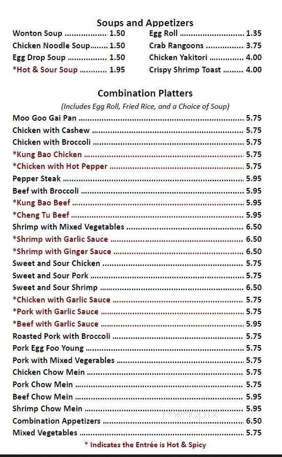 Hunan Chinese Restaurant - Elizabethton, TN menu_pic