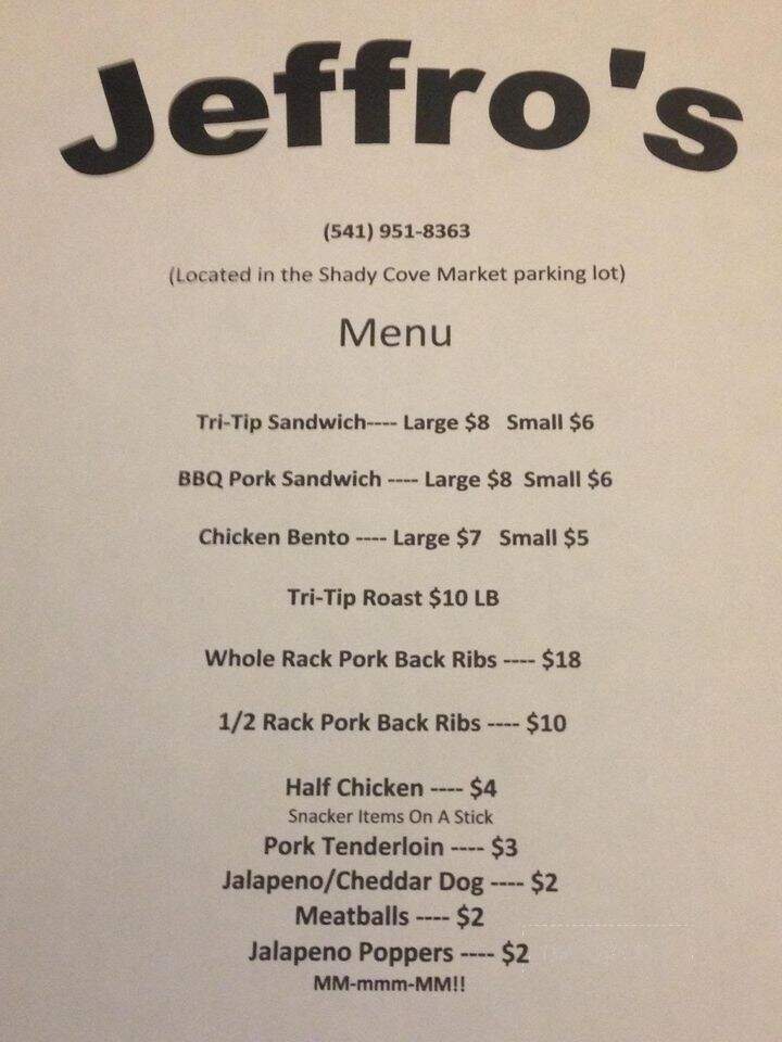Jeffros Grill - Shady Cove, OR menu_pic