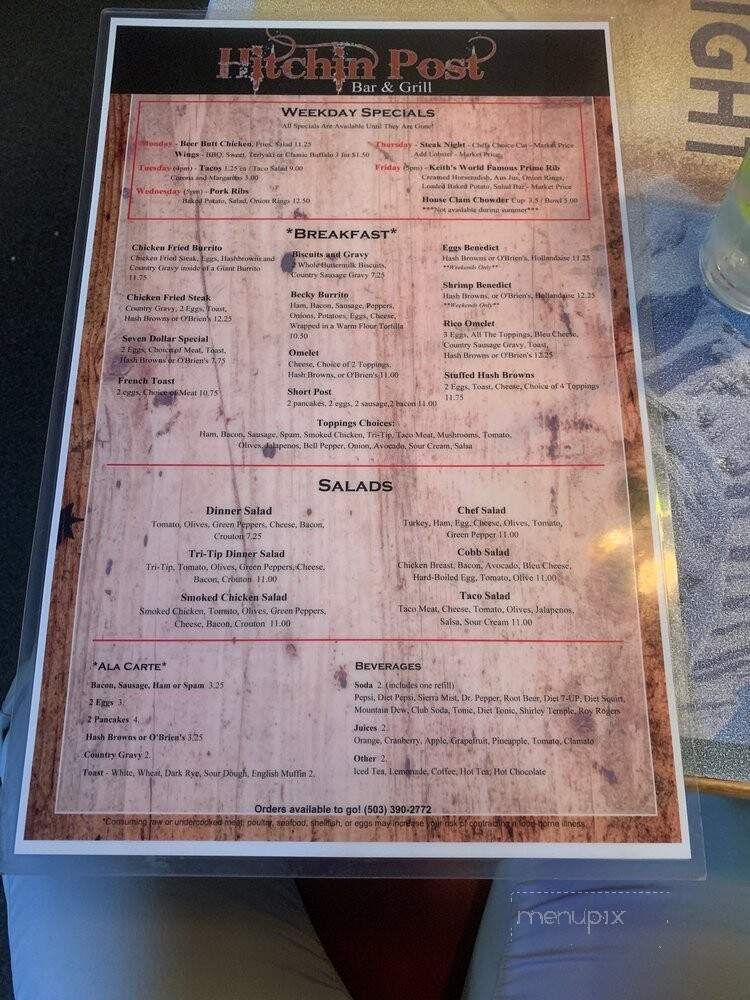 Hitchin' Post - Keizer, OR menu_pic