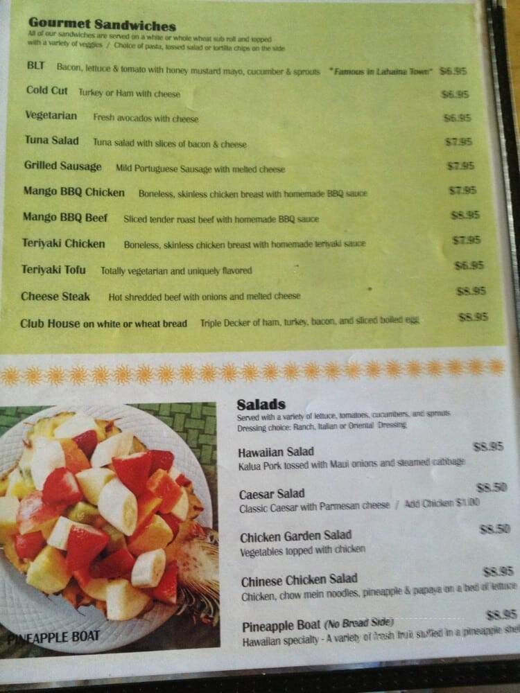 Sunrise Cafe - Lahaina, HI menu_pic