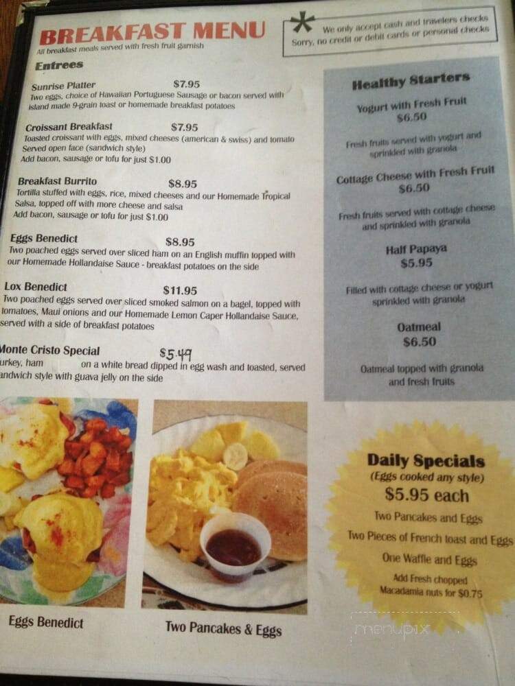 Sunrise Cafe - Lahaina, HI menu_pic