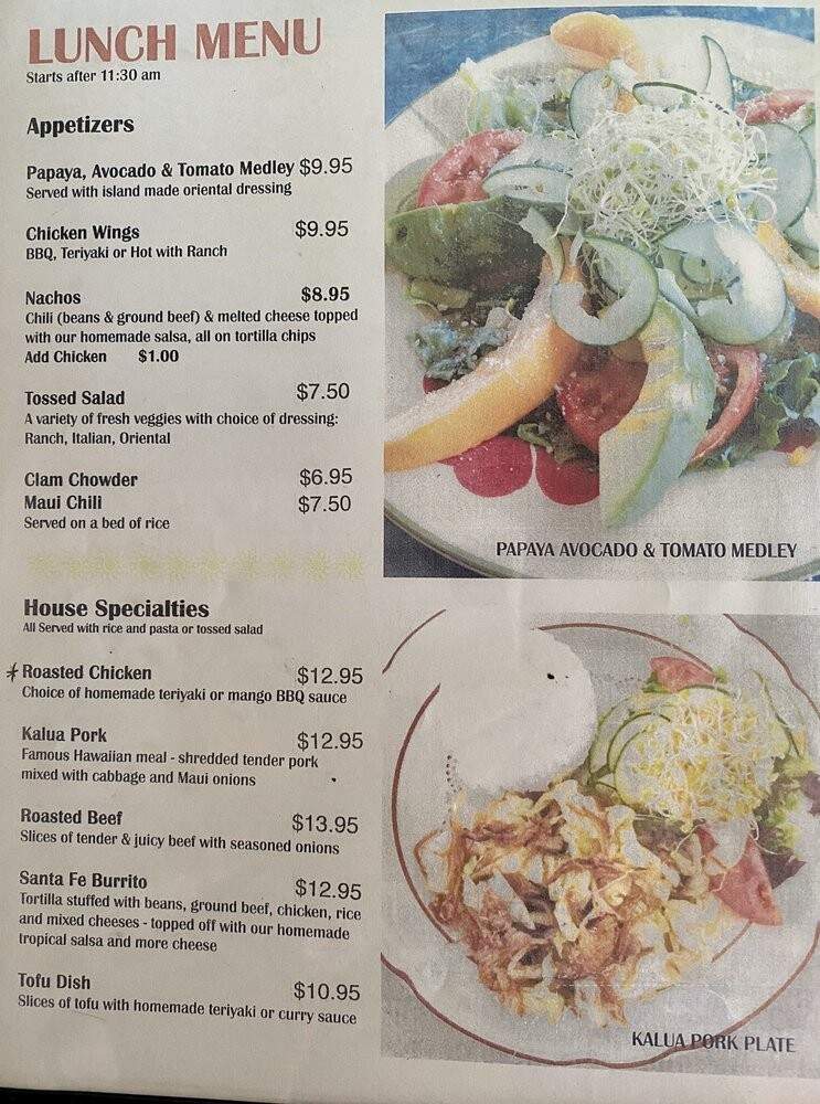 Sunrise Cafe - Lahaina, HI menu_pic