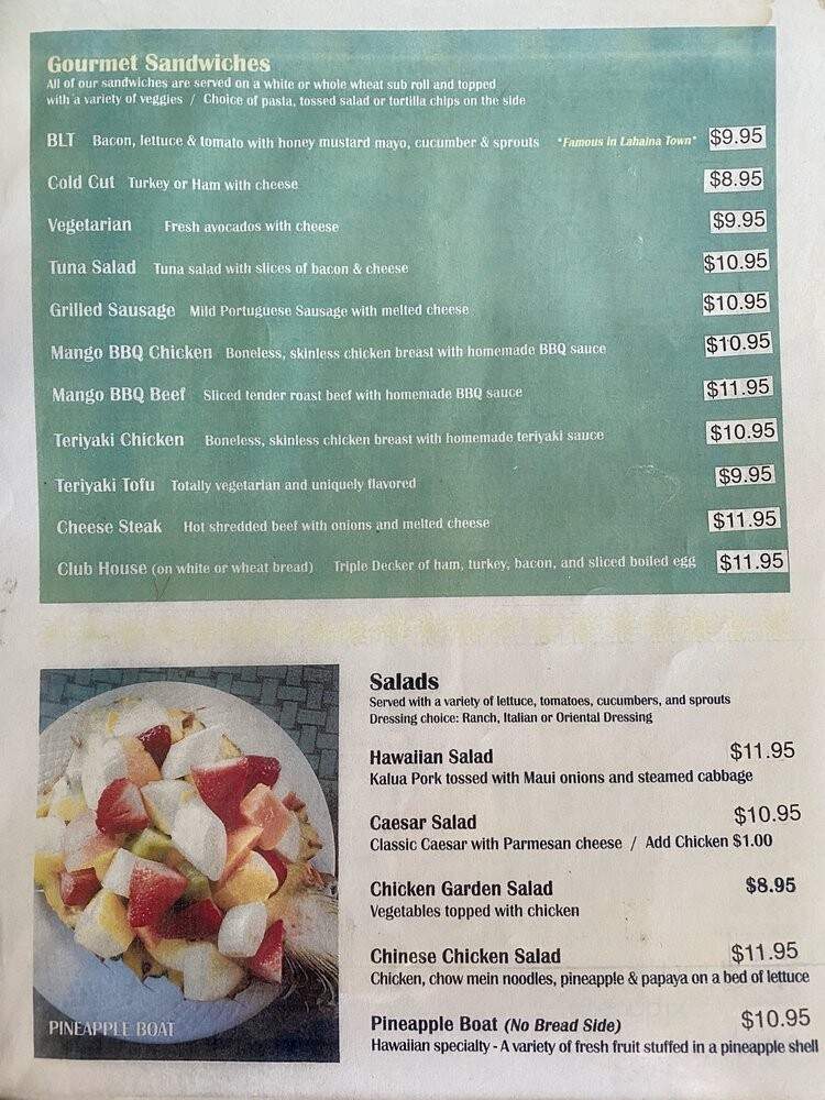 Sunrise Cafe - Lahaina, HI menu_pic