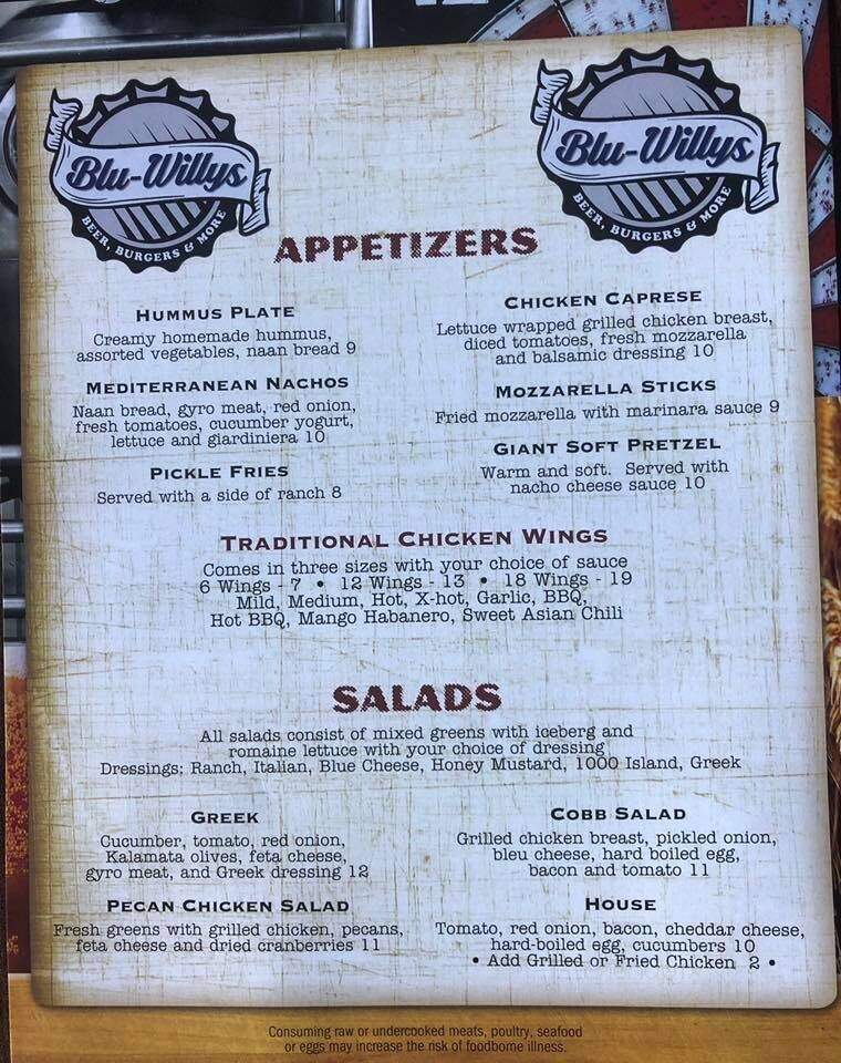 Blu-Willy's - Grove City, OH menu_pic