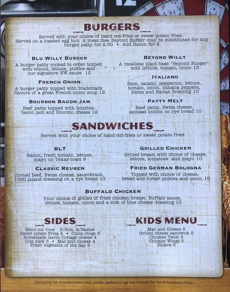 Blu-Willy's - Grove City, OH menu_pic