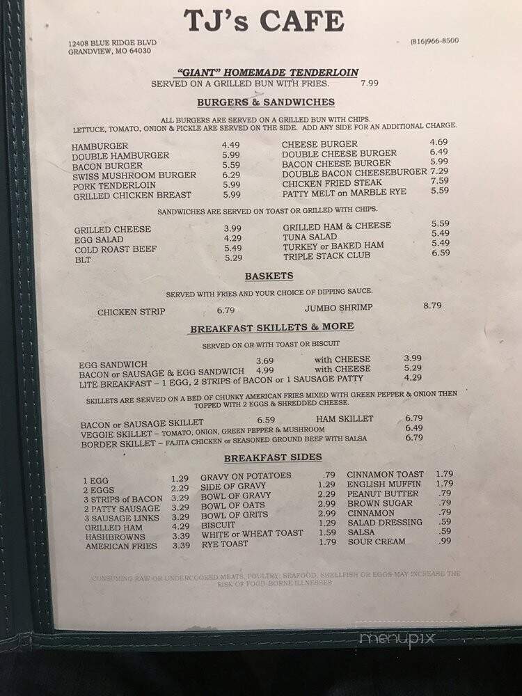 T J's Cafe - Grandview, MO menu_pic