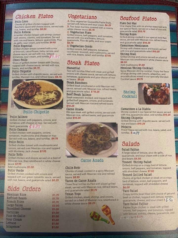 Manantial Restaurant - Red Boiling Springs, TN menu_pic