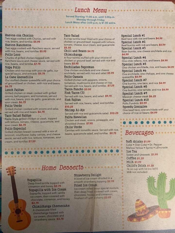 Manantial Restaurant - Red Boiling Springs, TN menu_pic