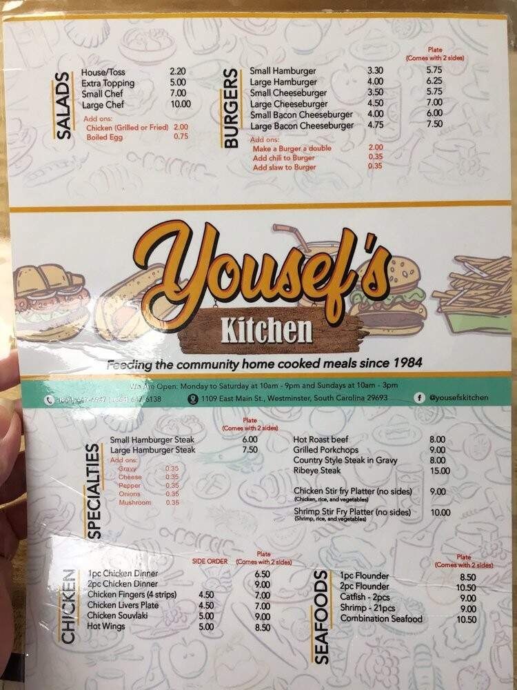 Yousef's Kitchens - Westminster, SC menu_pic