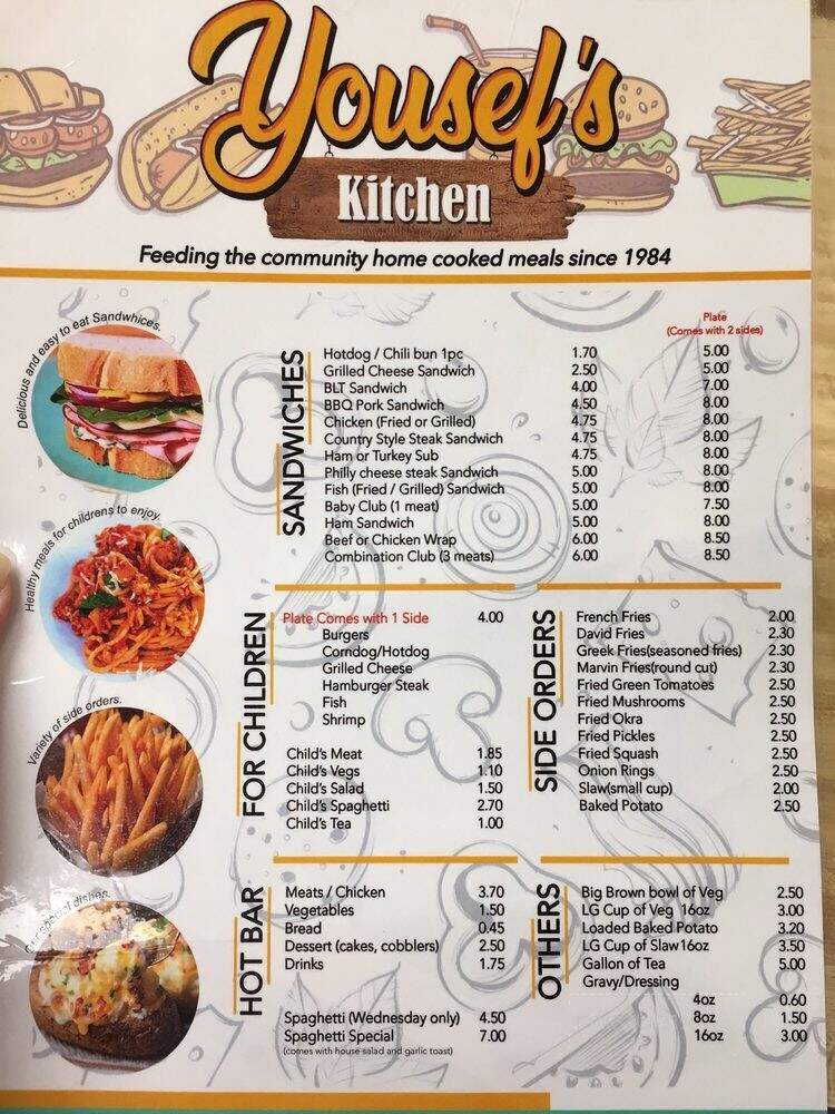 Yousef's Kitchens - Westminster, SC menu_pic