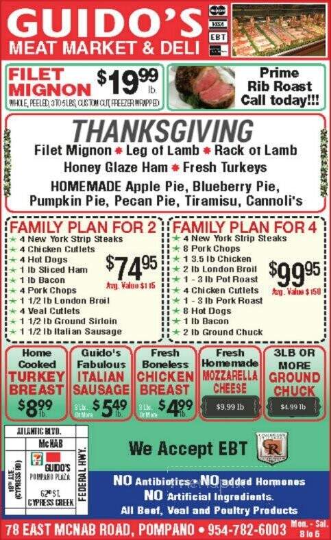Guido's Meat Market & Deli - Pompano Beach, FL menu_pic