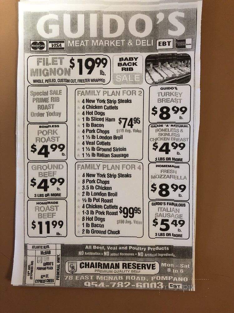 Guido's Meat Market & Deli - Pompano Beach, FL menu_pic