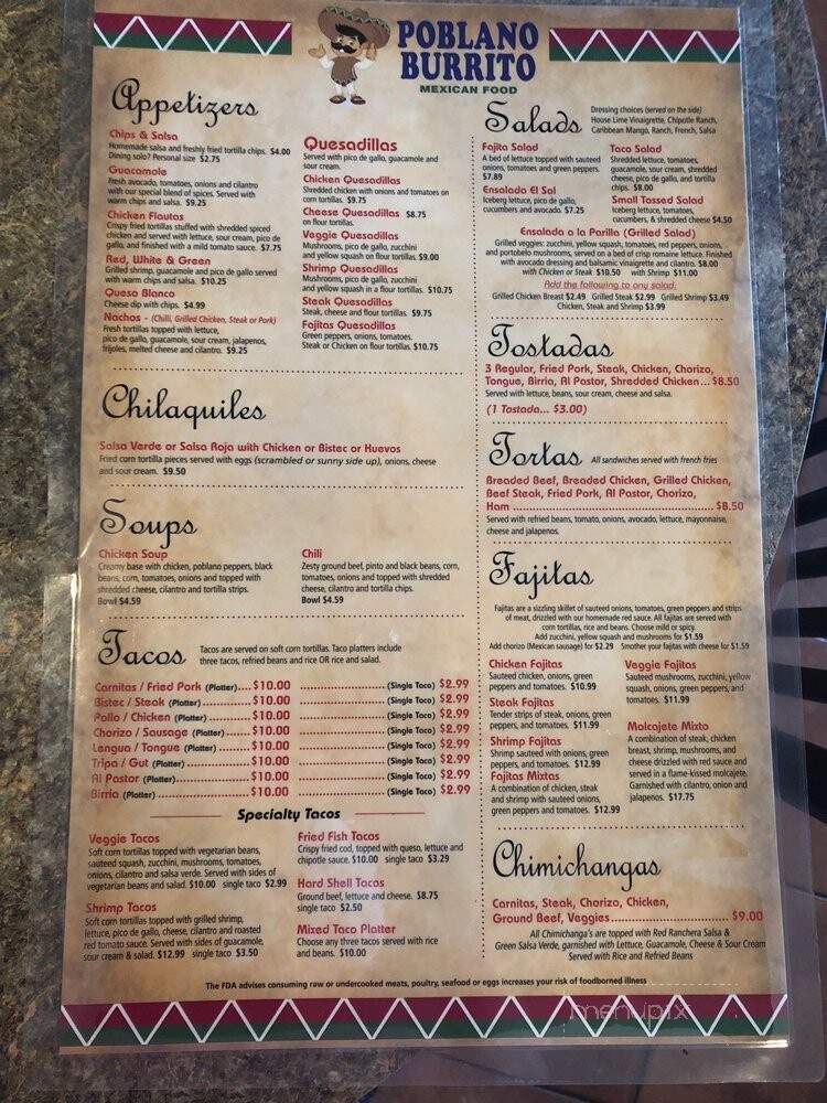 Poblano Burrito - Camp Hill, PA menu_pic