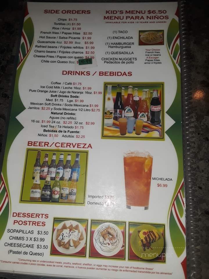 Cinco de Mayo - Lindale, TX menu_pic