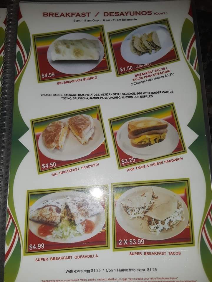Cinco de Mayo - Lindale, TX menu_pic