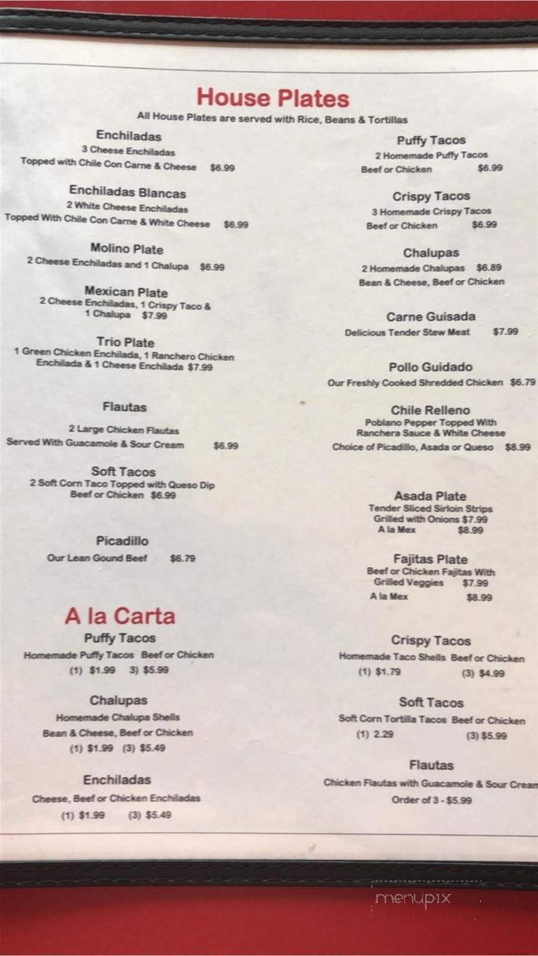 Molino Rojo Cafe - San Antonio, TX menu_pic
