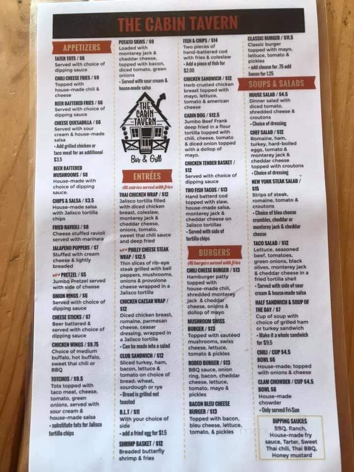 Log Cabin Tavern - Shelton, WA menu_pic