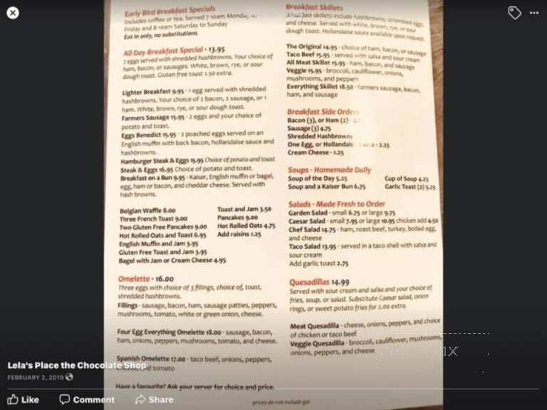 The Chocolate Shop - Medicine Hat, AB menu_pic