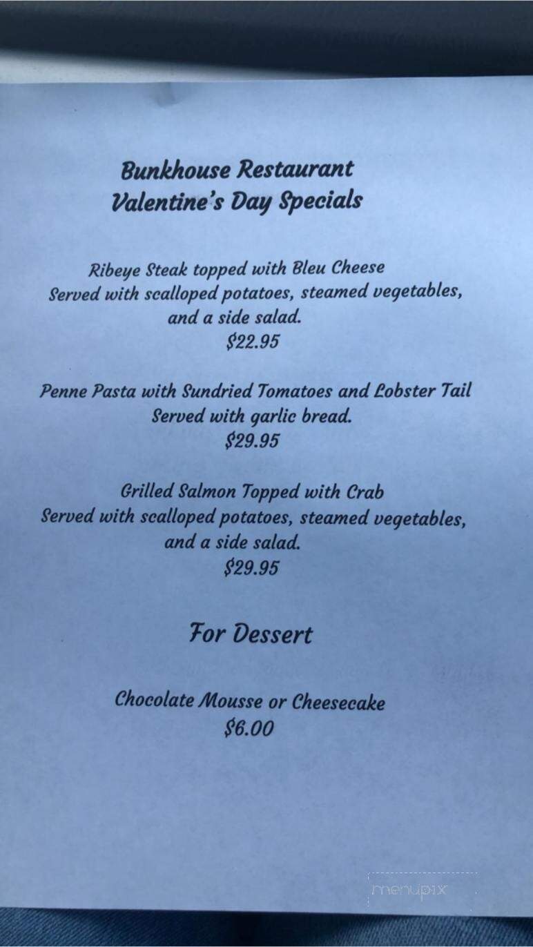 Bunk House Restaurant - Nehalem, OR menu_pic