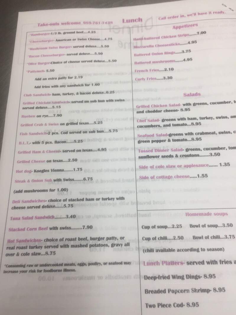 Rose Buds Cafe LLP - Clifford, MI menu_pic