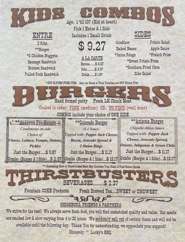 Lucky's Barbeque - Prescott Valley, AZ menu_pic