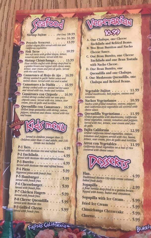 Mariachi's Mexican Restaurant - Berea, KY menu_pic