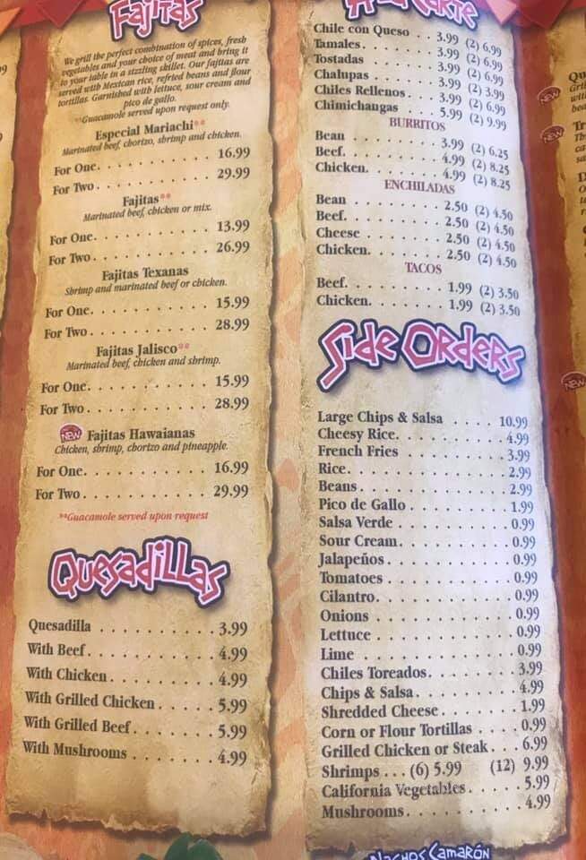 Mariachi's Mexican Restaurant - Berea, KY menu_pic