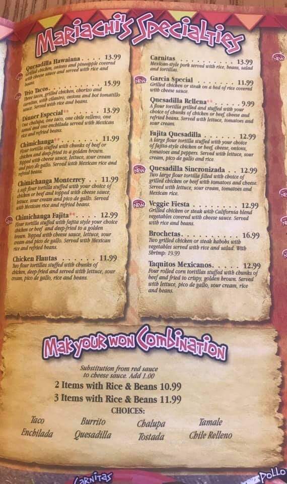 Mariachi's Mexican Restaurant - Berea, KY menu_pic