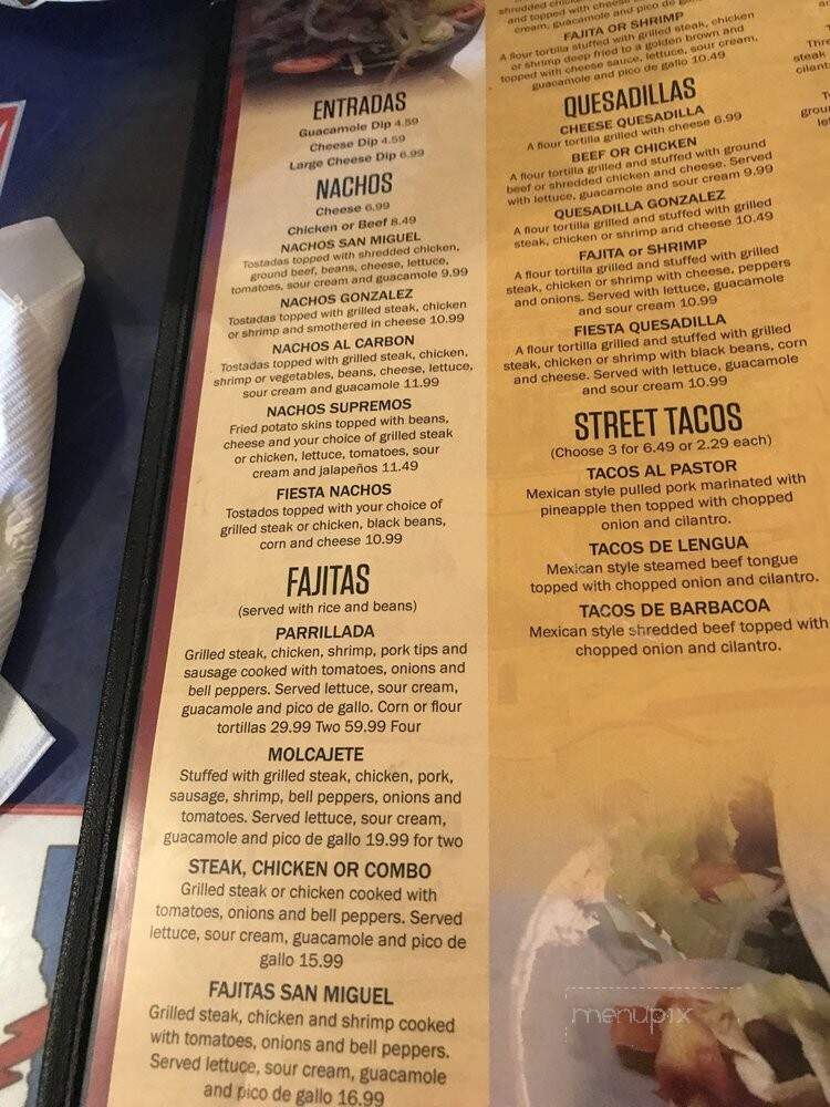 San Miguel Mexican Restaurant - Rayville, LA menu_pic