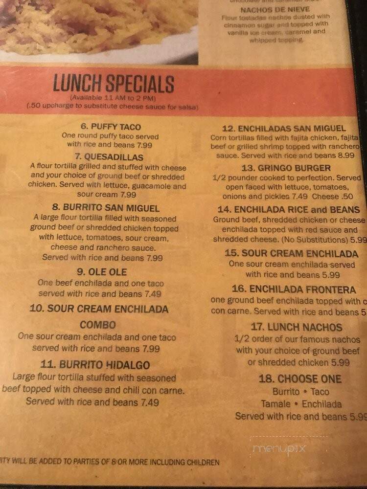 San Miguel Mexican Restaurant - Rayville, LA menu_pic