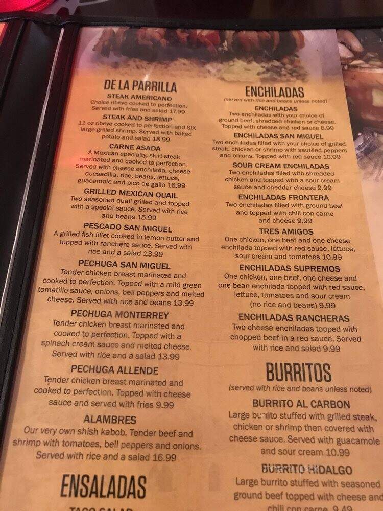 San Miguel Mexican Restaurant - Rayville, LA menu_pic