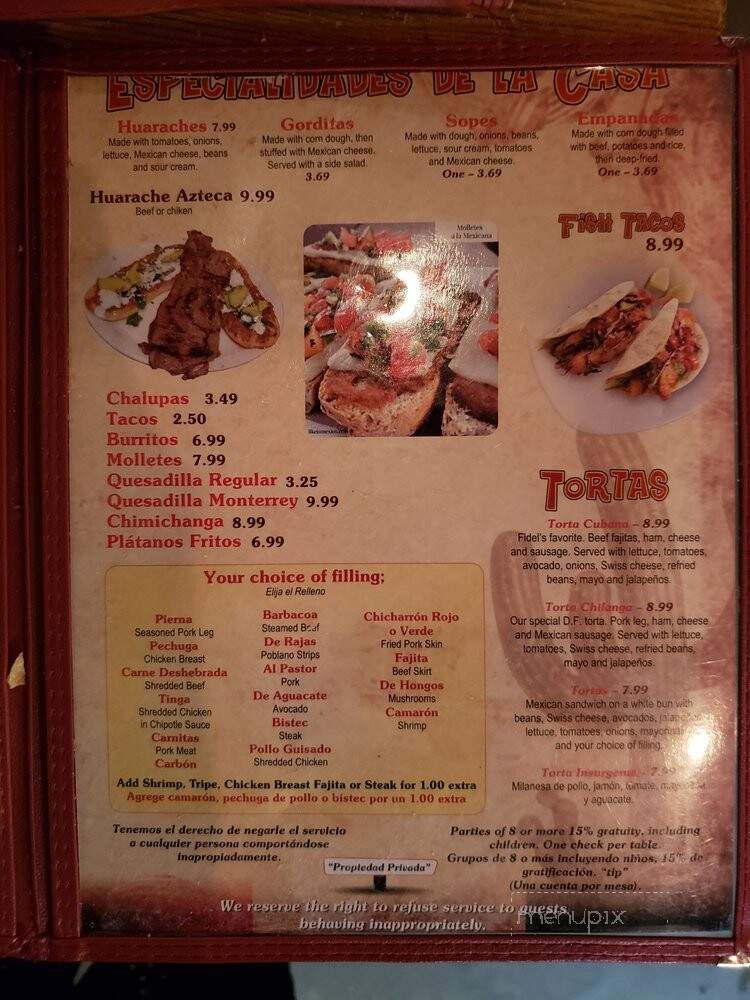 Gorditas Mexico - Galveston, TX menu_pic