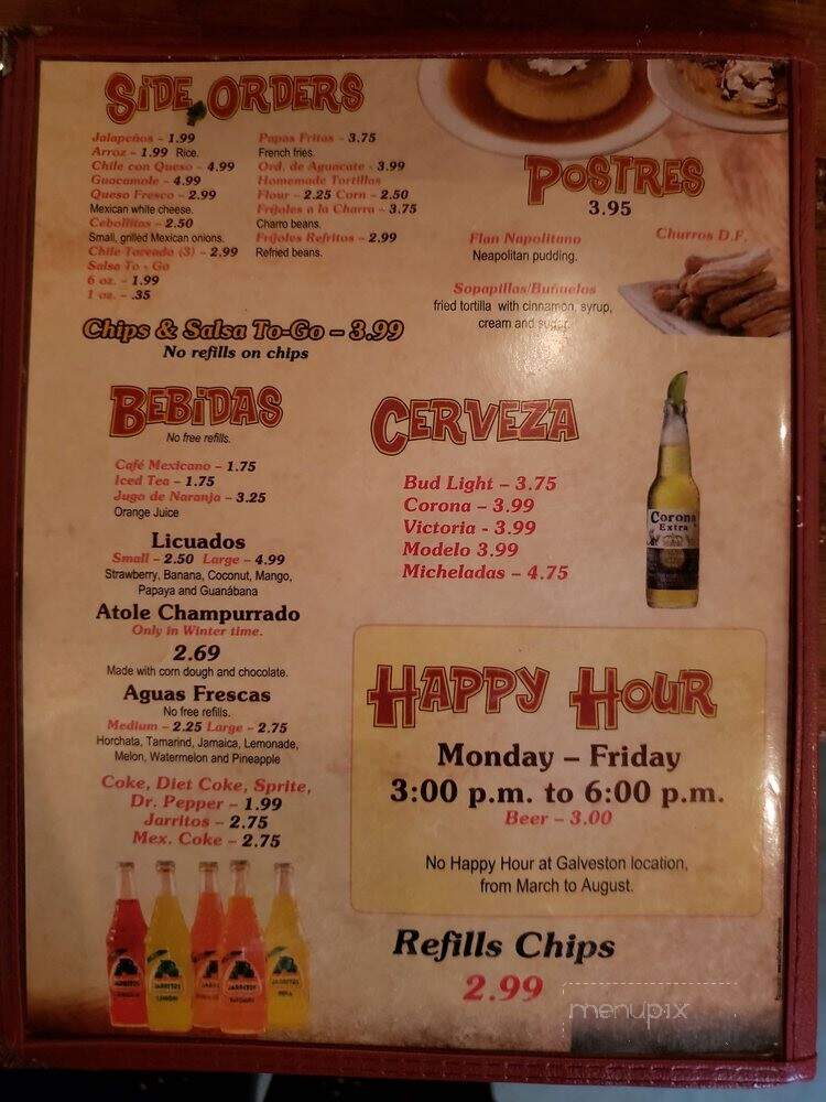 Gorditas Mexico - Galveston, TX menu_pic