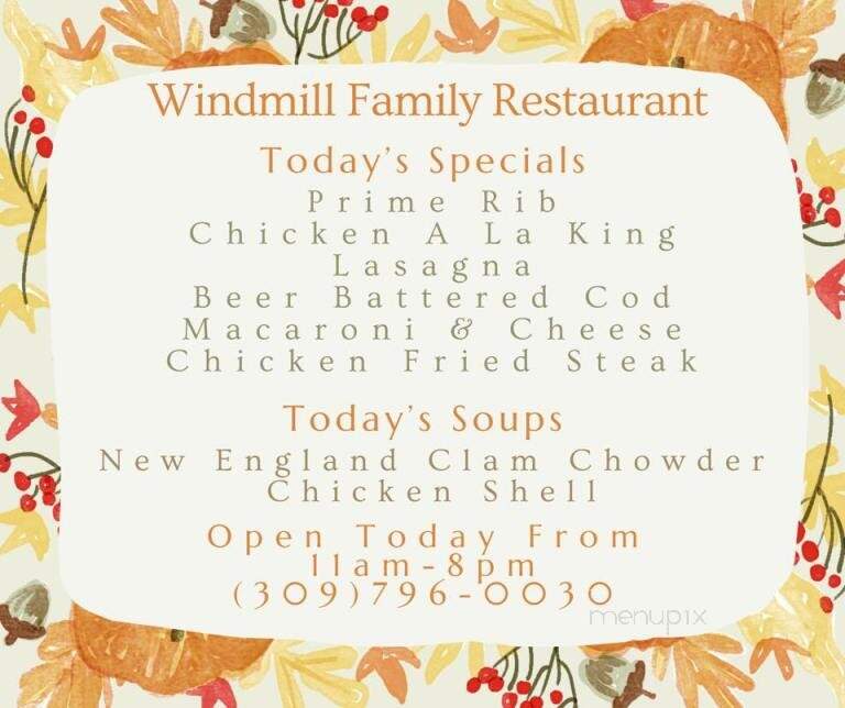 Windmill Family Restaurant - East Moline, IL menu_pic