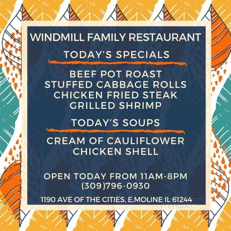 Windmill Family Restaurant - East Moline, IL menu_pic