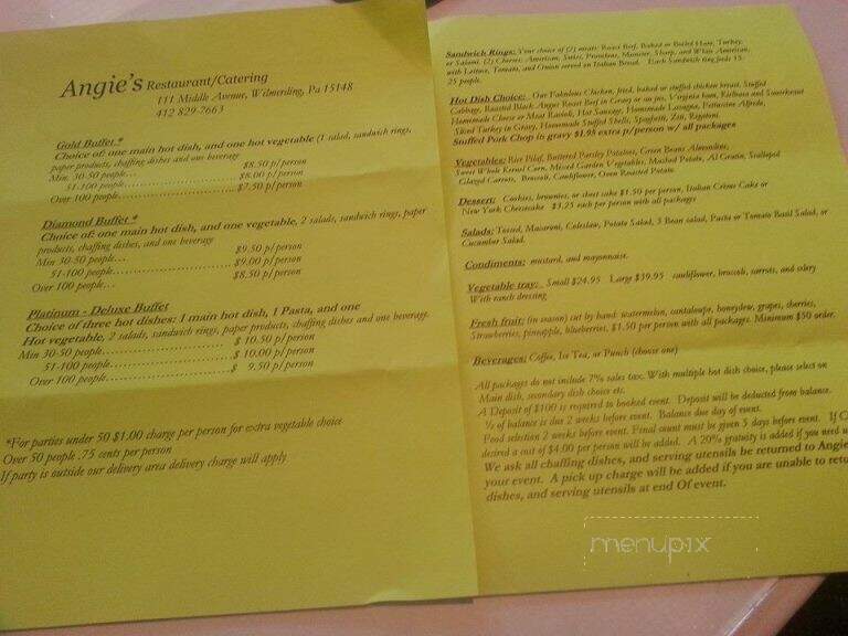 Angie's Restaurant - Wilmerding, PA menu_pic