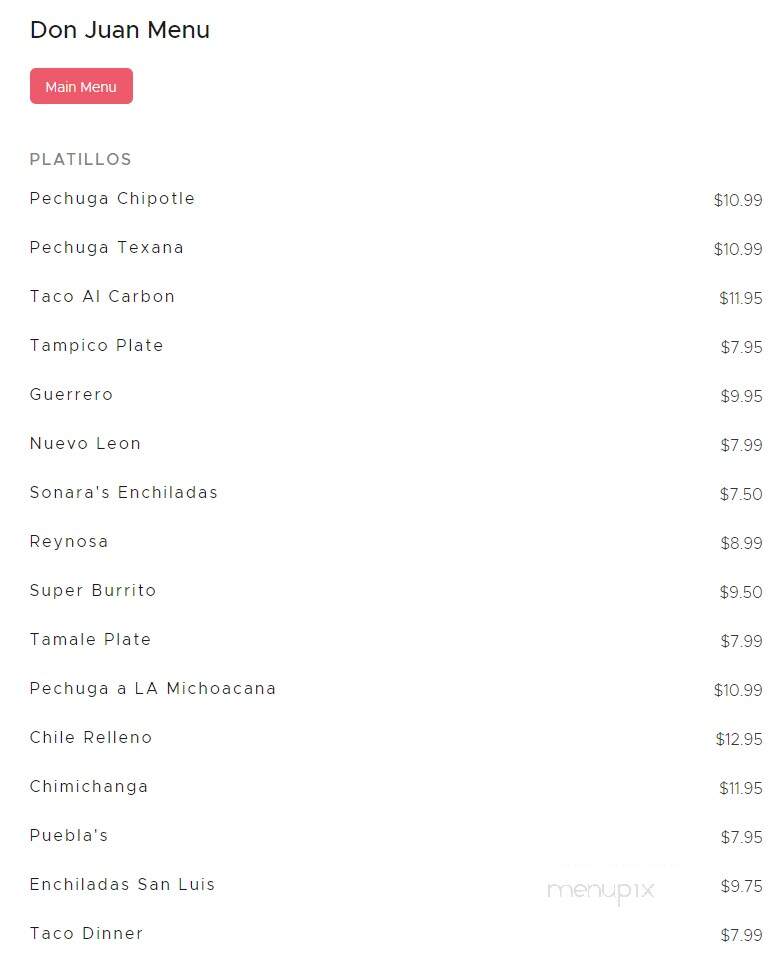 Don Juan - Franklinton, LA menu_pic