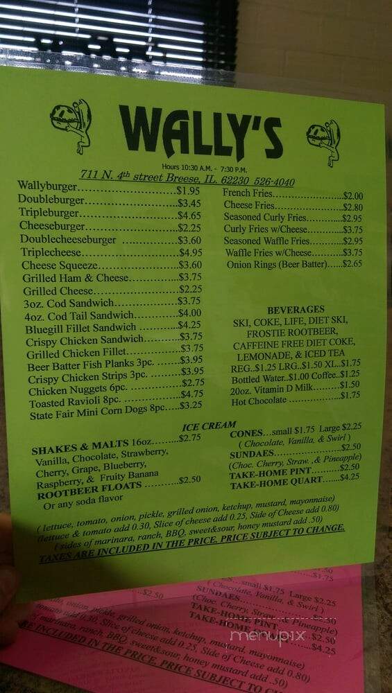 Wally's Drive-In - Breese, IL menu_pic