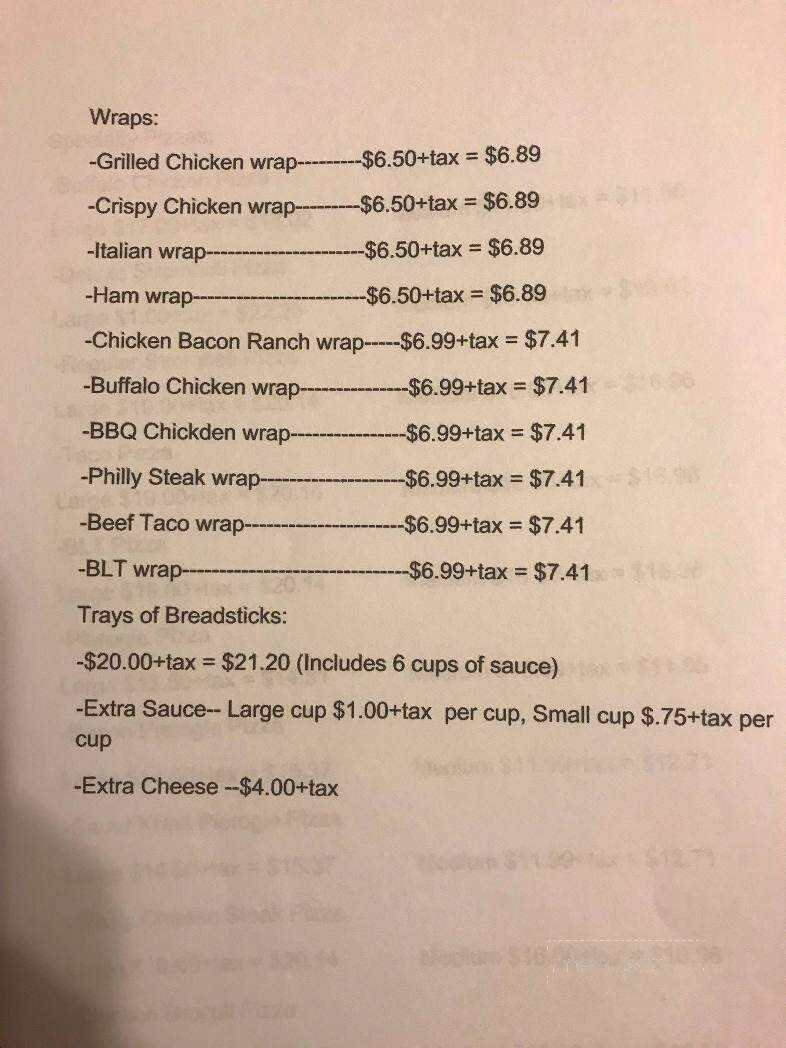 Twin Rocks Pizza - Twin Rocks, PA menu_pic