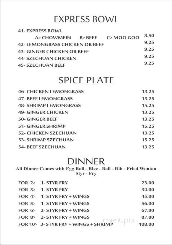 Saigons Garden - Nackawic, NB menu_pic