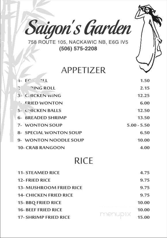 Saigons Garden - Nackawic, NB menu_pic