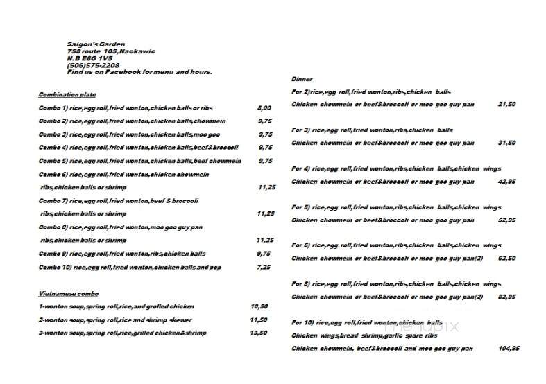 Saigons Garden - Nackawic, NB menu_pic