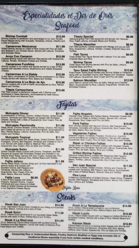 El Dos De Oros - Larned, KS menu_pic