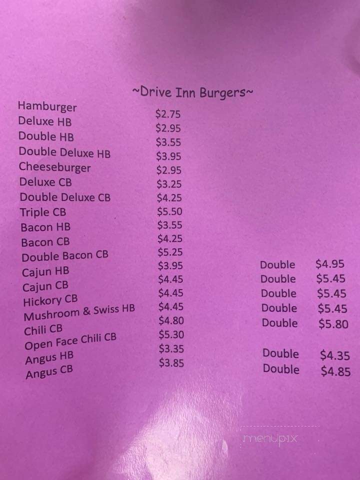 Mac's Drive-Inn - Fort Gibson, OK menu_pic