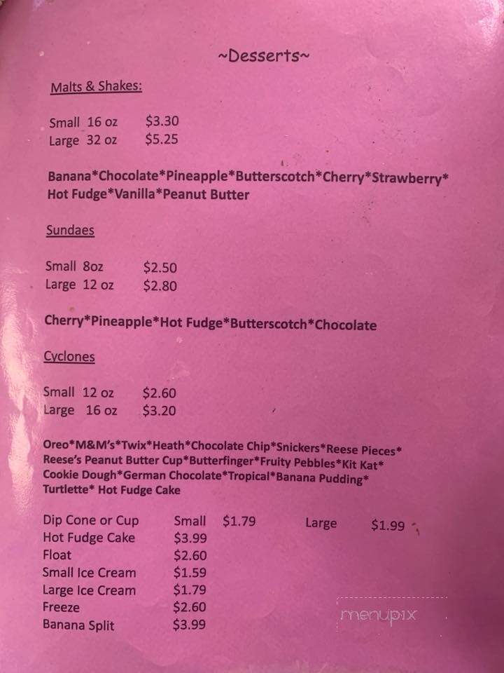 Mac's Drive-Inn - Fort Gibson, OK menu_pic