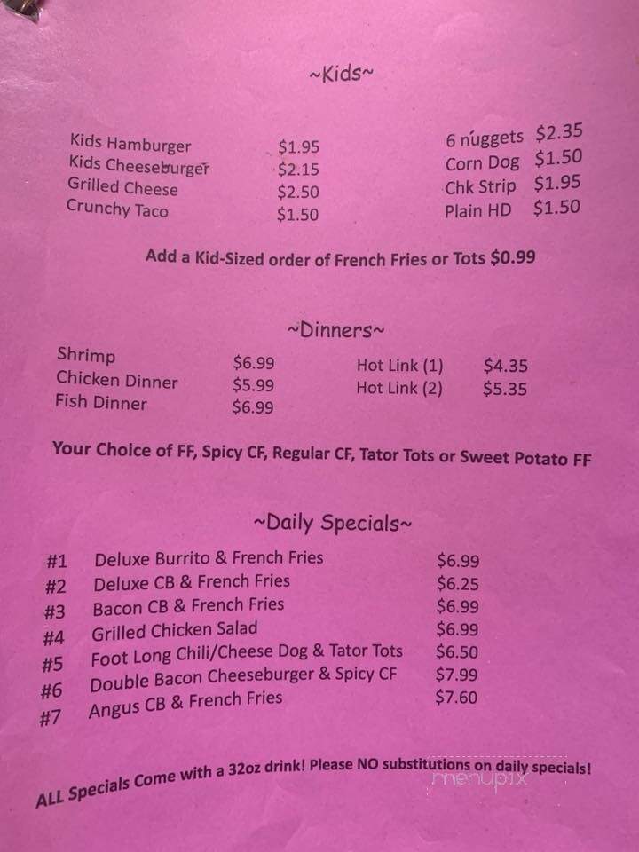 Mac's Drive-Inn - Fort Gibson, OK menu_pic
