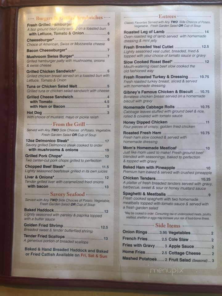 Gibney's Restaurant - Waymart, PA menu_pic